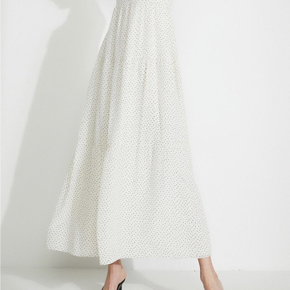 TIERED MIDI DRESS IN BLACK/WHT